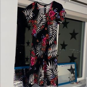 Black tropical floral dress